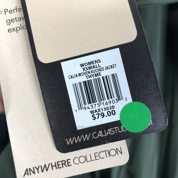 NEW CALIA by Carrie Underwood Anywhere Woven Ruched Jacket Olive Thyme Size XS - Picture 4 of 11